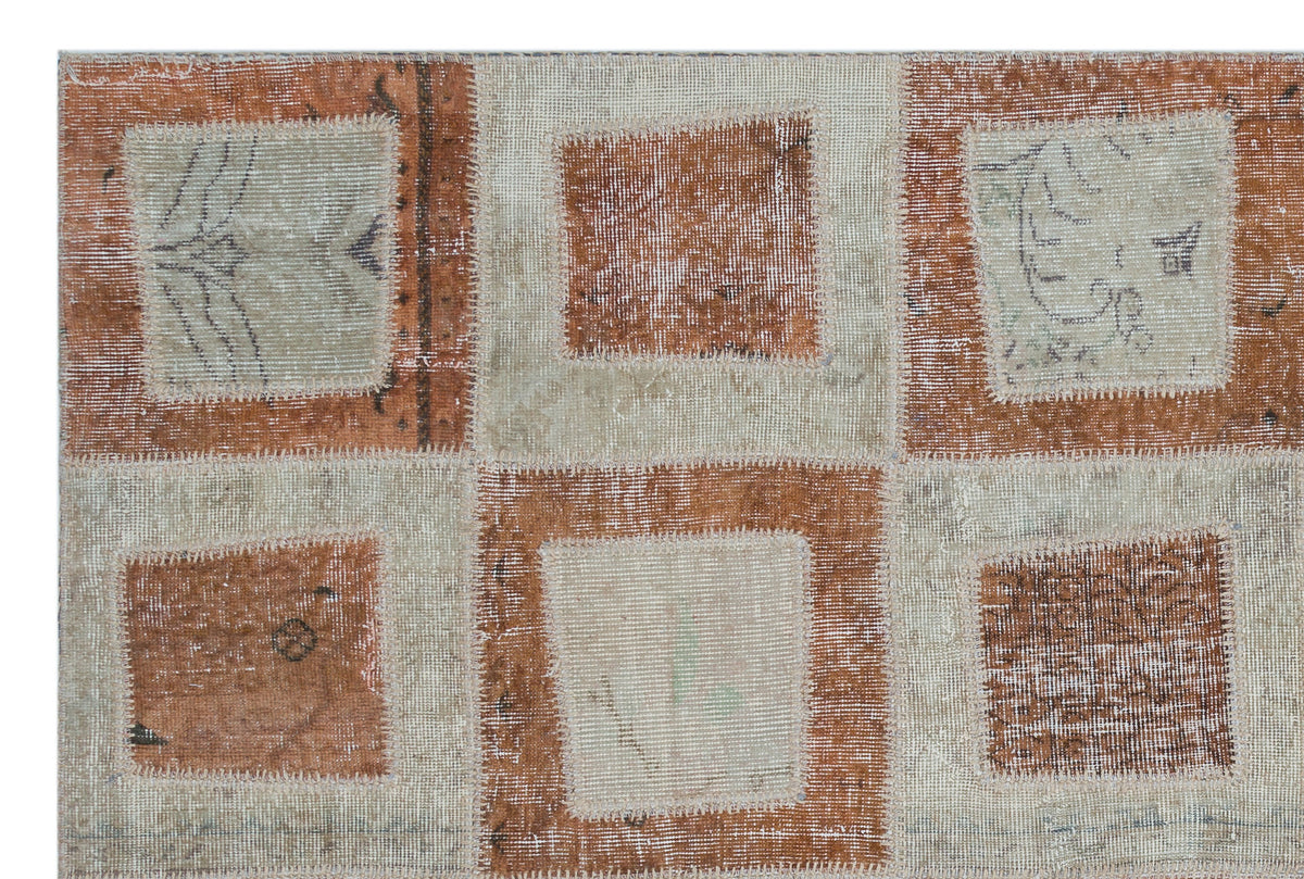 Brown Over Dyed Patchwork Unique Rug 5&#39;3&#39;&#39; x 7&#39;10&#39;&#39; ft 160 x 240 cm