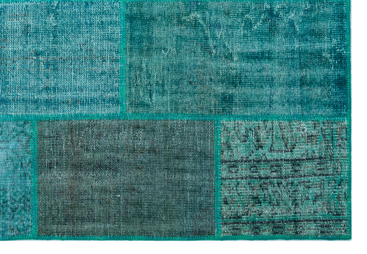 Turquoise  Over Dyed Patchwork Unique Rug 5&#39;2&#39;&#39; x 7&#39;7&#39;&#39; ft 158 x 230 cm