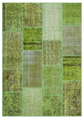 Green Over Dyed Patchwork Unique Rug 5'3'' x 7'7'' ft 160 x 232 cm