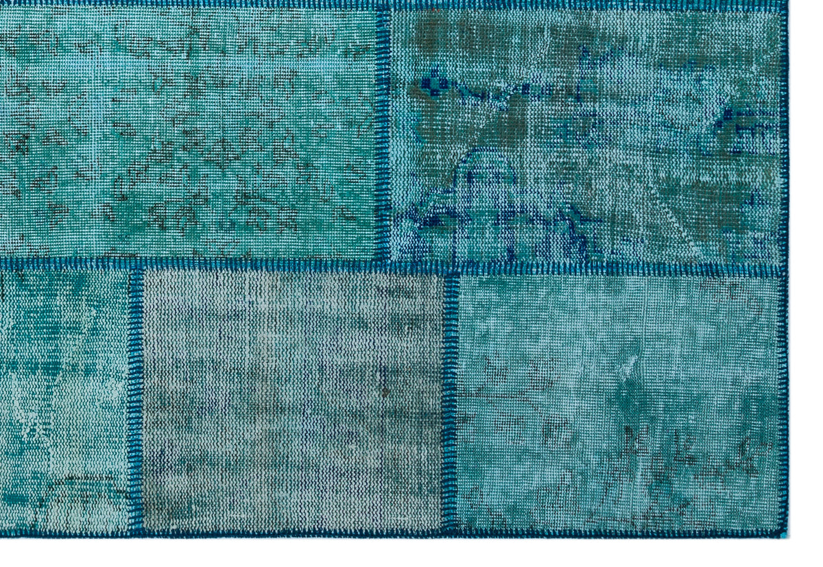 Turquoise  Over Dyed Patchwork Unique Rug 5&#39;3&#39;&#39; x 7&#39;7&#39;&#39; ft 160 x 230 cm