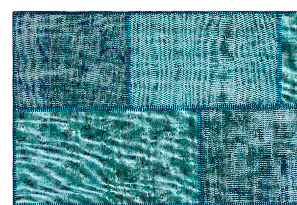 Turquoise  Over Dyed Patchwork Unique Rug 5&#39;3&#39;&#39; x 7&#39;7&#39;&#39; ft 160 x 230 cm