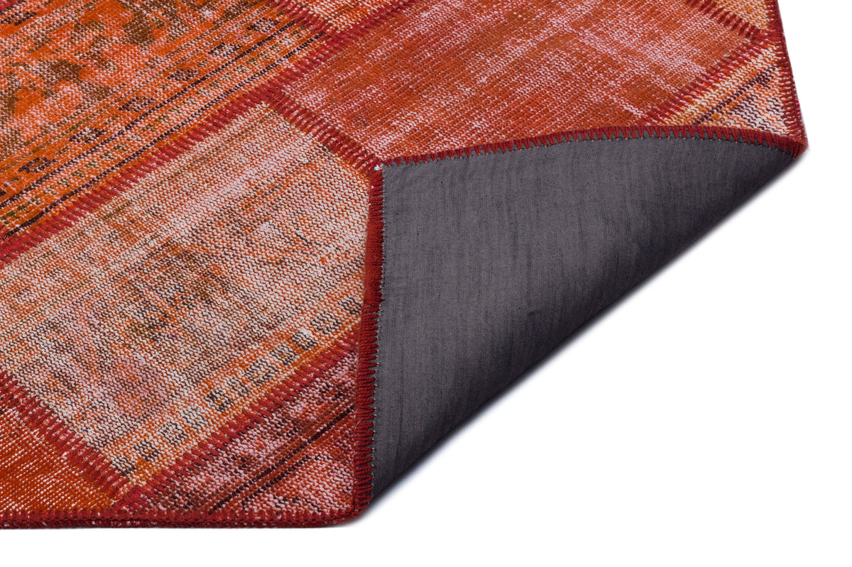Red Over Dyed Patchwork Unique Rug 5&#39;3&#39;&#39; x 7&#39;7&#39;&#39; ft 160 x 230 cm