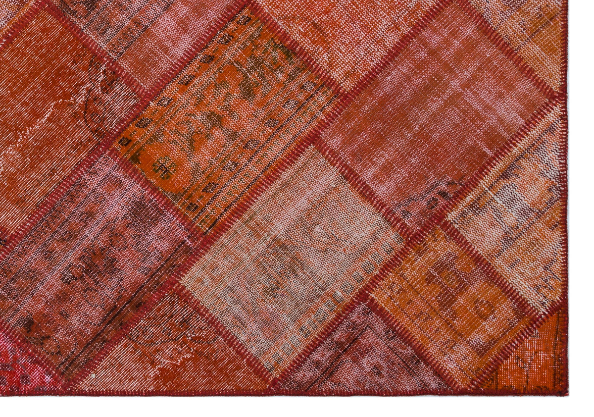 Red Over Dyed Patchwork Unique Rug 5&#39;3&#39;&#39; x 7&#39;7&#39;&#39; ft 160 x 230 cm