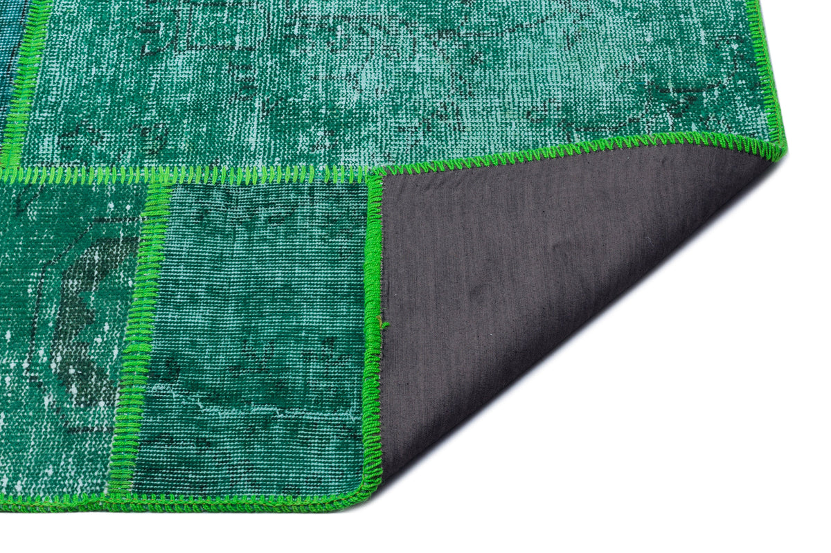 Green Over Dyed Patchwork Unique Rug 5&#39;3&#39;&#39; x 7&#39;7&#39;&#39; ft 160 x 230 cm