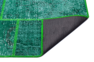 Green Over Dyed Patchwork Unique Rug 5'3'' x 7'7'' ft 160 x 230 cm