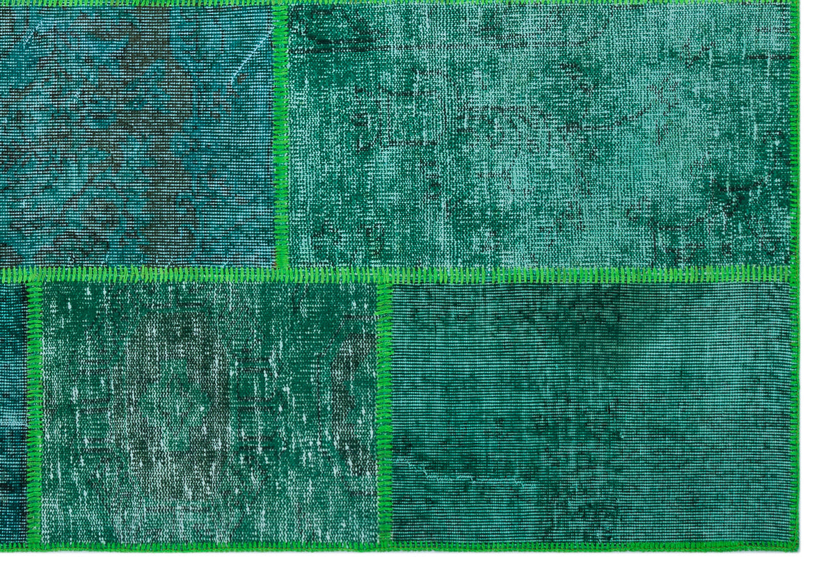 Green Over Dyed Patchwork Unique Rug 5&#39;3&#39;&#39; x 7&#39;7&#39;&#39; ft 160 x 230 cm