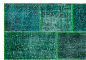 Green Over Dyed Patchwork Unique Rug 5'3'' x 7'7'' ft 160 x 230 cm