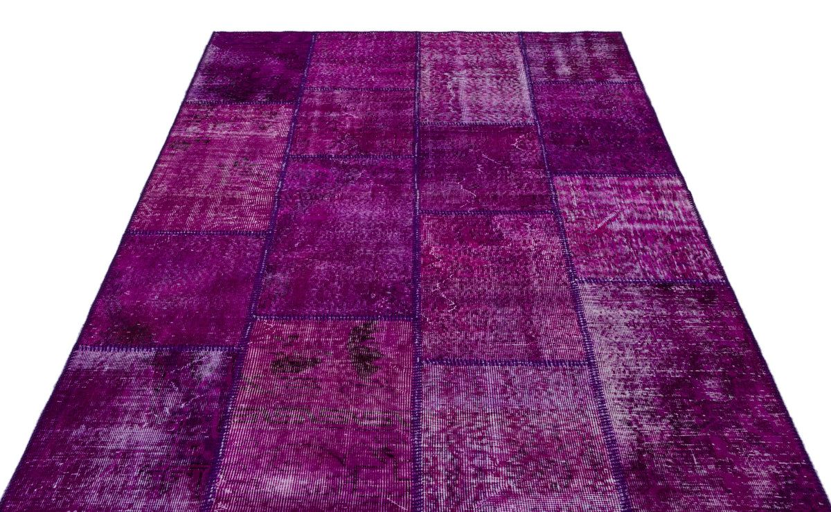 Purple Over Dyed Patchwork Unique Rug 5&#39;3&#39;&#39; x 7&#39;7&#39;&#39; ft 160 x 230 cm