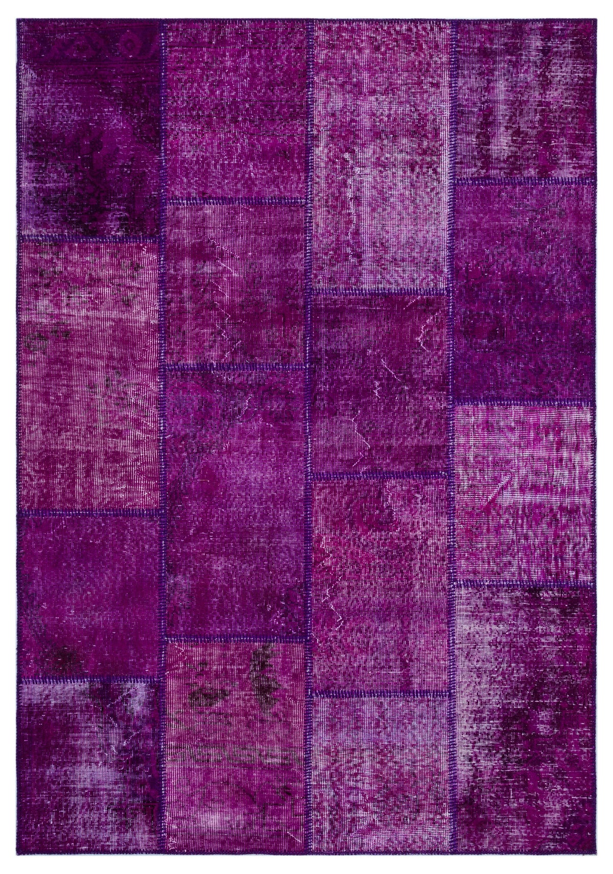 Purple Over Dyed Patchwork Unique Rug 5&#39;3&#39;&#39; x 7&#39;7&#39;&#39; ft 160 x 230 cm