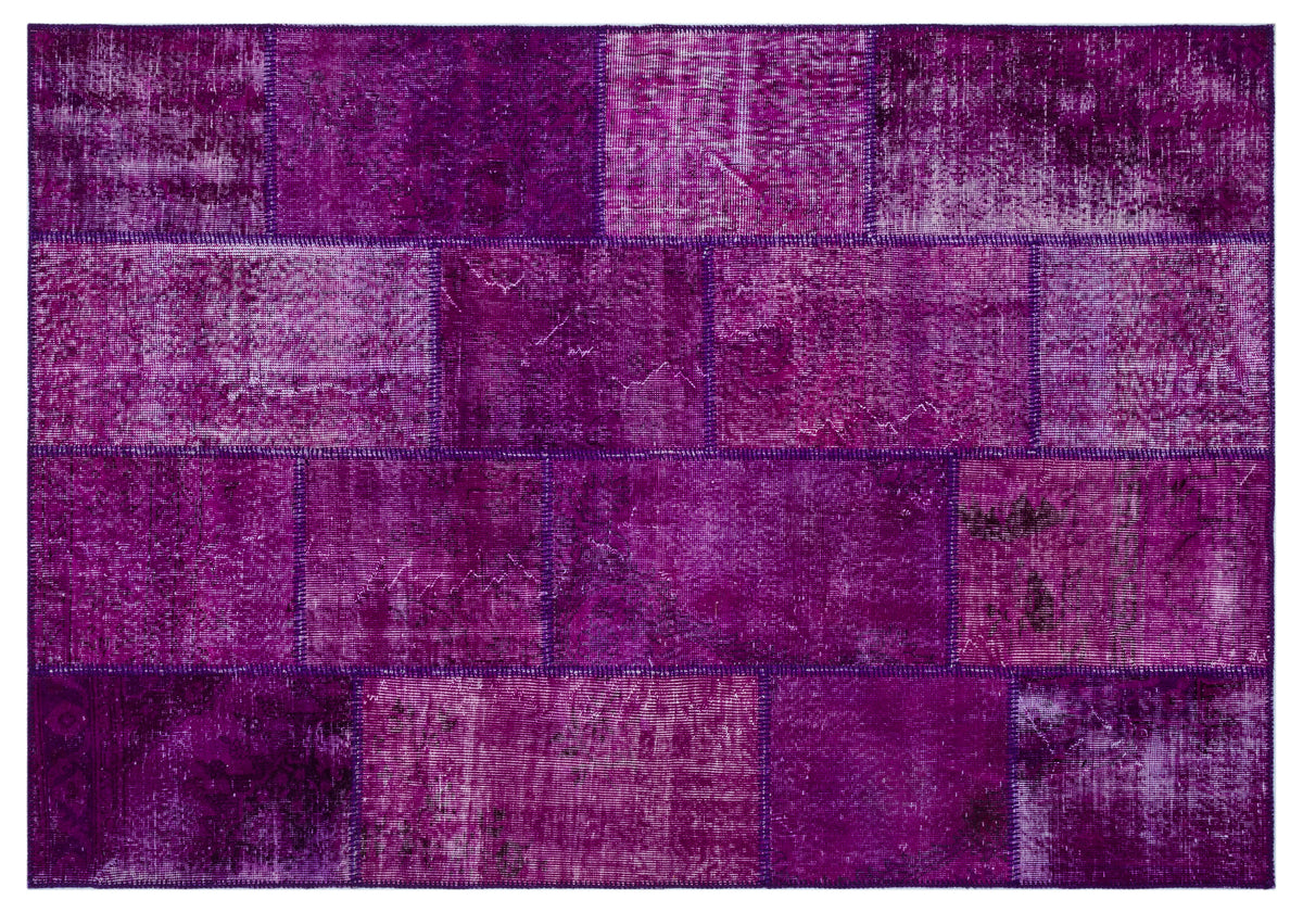 Purple Over Dyed Patchwork Unique Rug 5&#39;3&#39;&#39; x 7&#39;7&#39;&#39; ft 160 x 230 cm