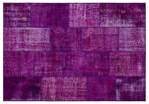 Purple Over Dyed Patchwork Unique Rug 5'3'' x 7'7'' ft 160 x 230 cm