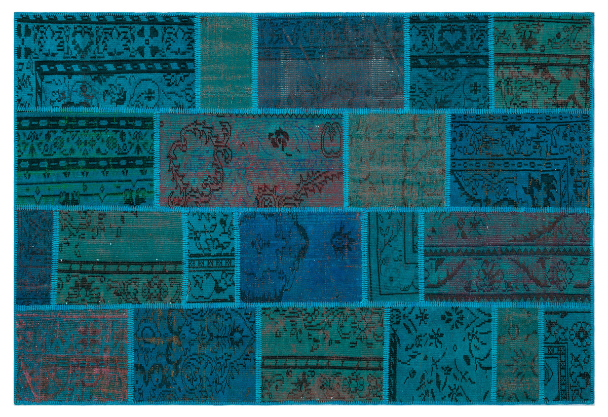 Turquoise  Over Dyed Patchwork Unique Rug 5&#39;3&#39;&#39; x 7&#39;7&#39;&#39; ft 160 x 230 cm