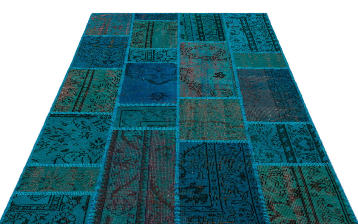 Turquoise  Over Dyed Patchwork Unique Rug 5&#39;3&#39;&#39; x 7&#39;7&#39;&#39; ft 160 x 230 cm