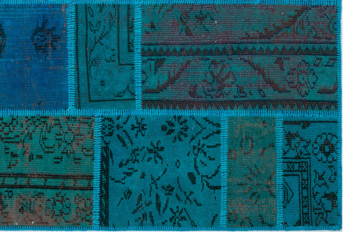 Turquoise  Over Dyed Patchwork Unique Rug 5&#39;3&#39;&#39; x 7&#39;7&#39;&#39; ft 160 x 230 cm