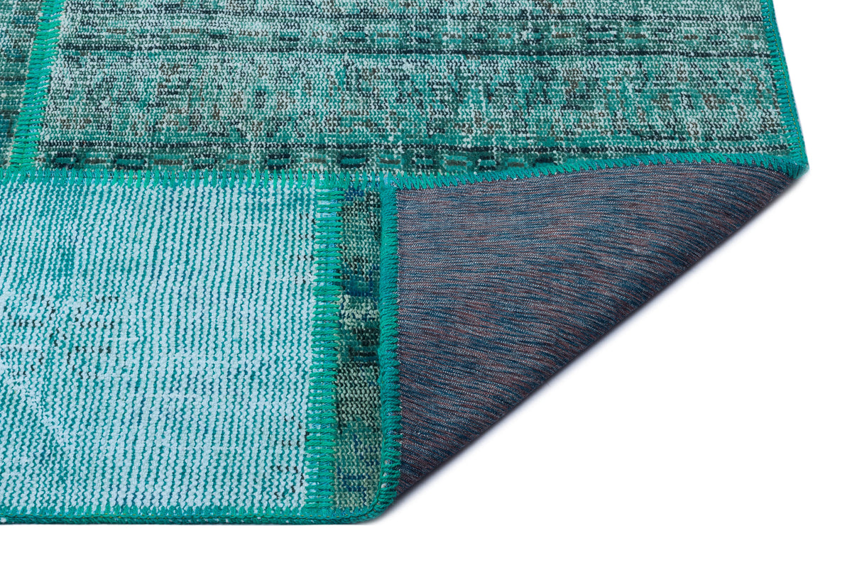 Turquoise  Over Dyed Patchwork Unique Rug 5&#39;2&#39;&#39; x 7&#39;7&#39;&#39; ft 158 x 230 cm
