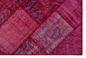 Red Over Dyed Patchwork Unique Rug 3'11'' x 5'11'' ft 120 x 180 cm