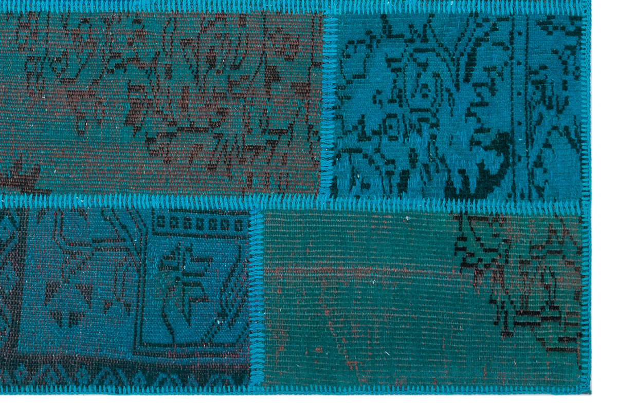 Turquoise  Over Dyed Patchwork Unique Rug 3&#39;11&#39;&#39; x 5&#39;11&#39;&#39; ft 120 x 180 cm