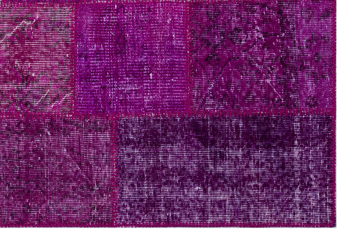 Fuchsia Over Dyed Patchwork Unique Rug 3&#39;11&#39;&#39; x 5&#39;11&#39;&#39; ft 120 x 180 cm
