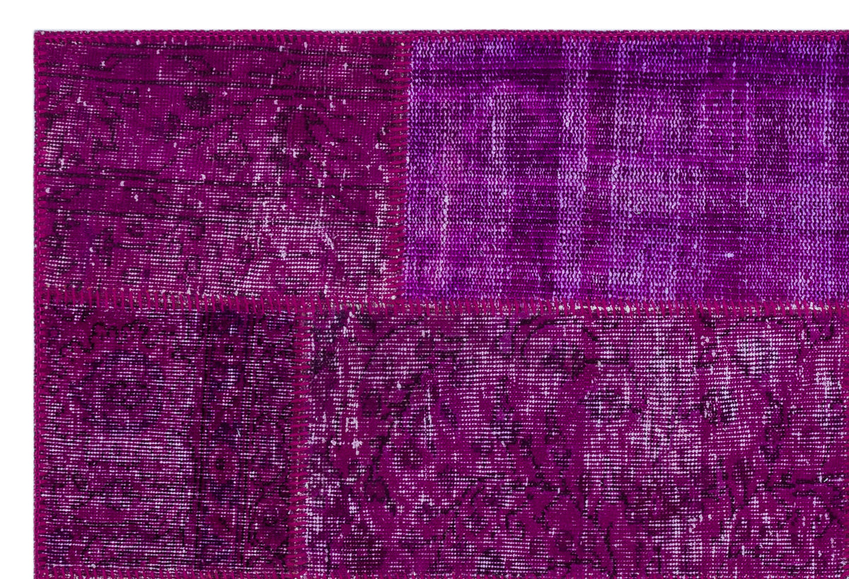 Fuchsia Over Dyed Patchwork Unique Rug 3&#39;11&#39;&#39; x 5&#39;11&#39;&#39; ft 120 x 180 cm
