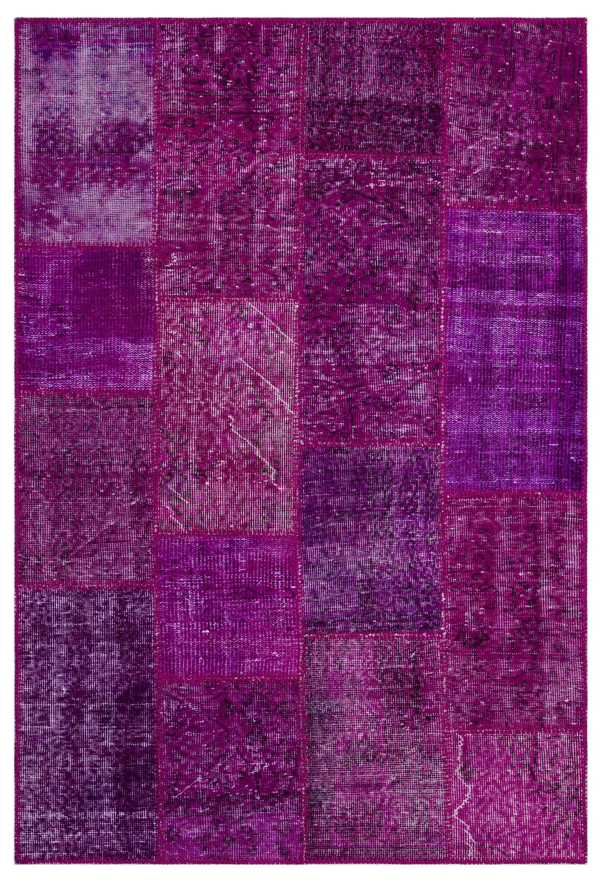 Fuchsia Over Dyed Patchwork Unique Rug 3&#39;11&#39;&#39; x 5&#39;11&#39;&#39; ft 120 x 180 cm