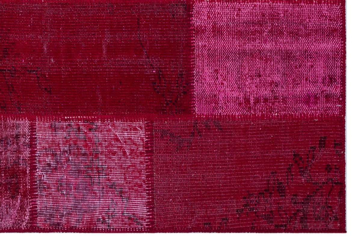 Red Over Dyed Patchwork Unique Rug 3&#39;11&#39;&#39; x 5&#39;11&#39;&#39; ft 120 x 180 cm