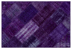 Purple Over Dyed Patchwork Unique Rug 3'11'' x 5'11'' ft 120 x 180 cm