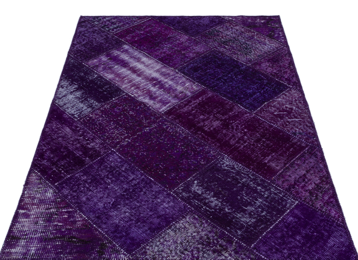 Purple Over Dyed Patchwork Unique Rug 3&#39;11&#39;&#39; x 5&#39;11&#39;&#39; ft 120 x 180 cm