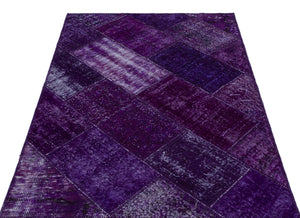 Purple Over Dyed Patchwork Unique Rug 3'11'' x 5'11'' ft 120 x 180 cm