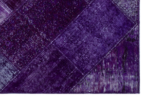 Purple Over Dyed Patchwork Unique Rug 3'11'' x 5'11'' ft 120 x 180 cm