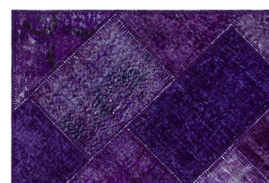 Purple Over Dyed Patchwork Unique Rug 3'11'' x 5'11'' ft 120 x 180 cm