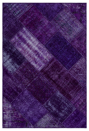 Purple Over Dyed Patchwork Unique Rug 3'11'' x 5'11'' ft 120 x 180 cm