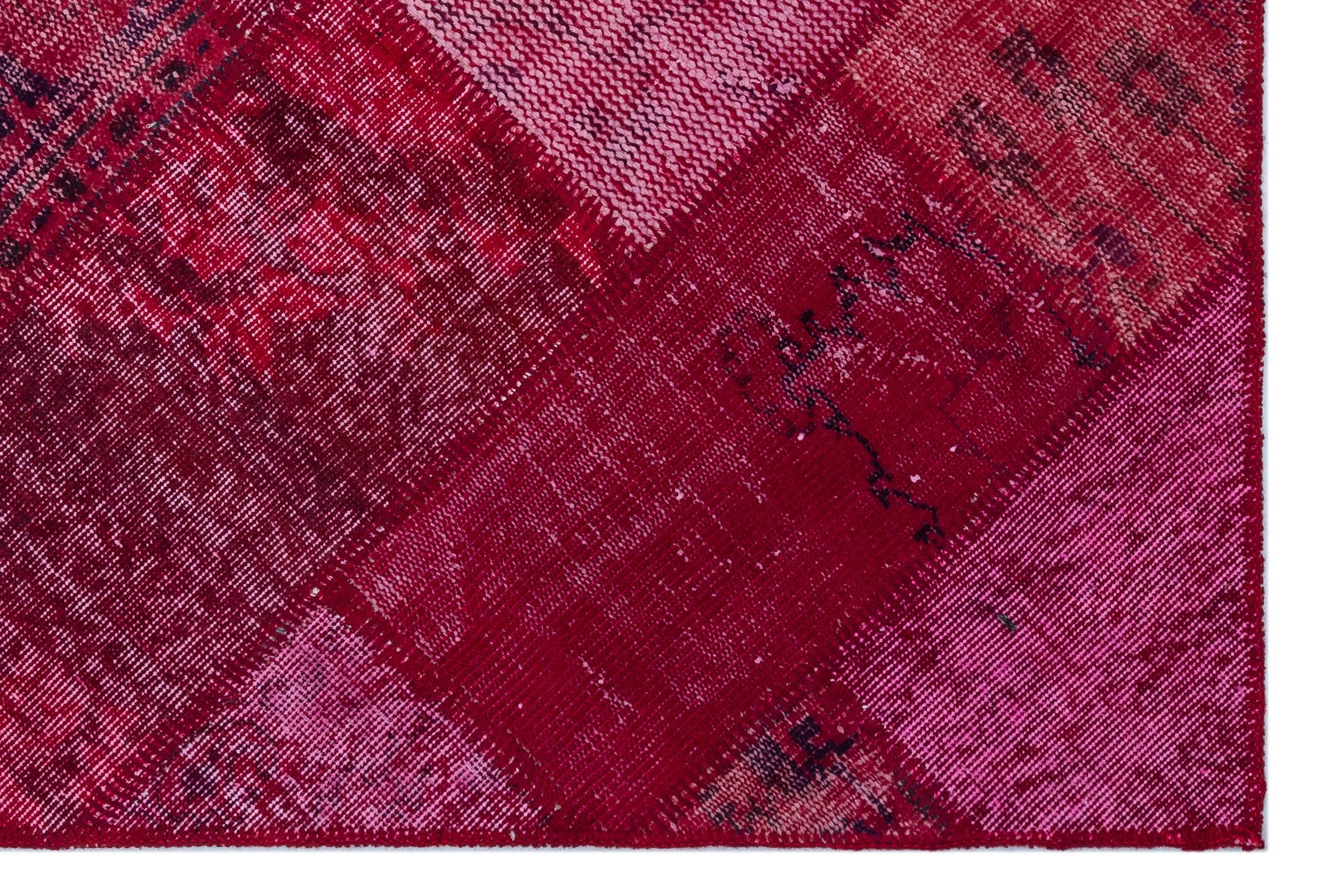 Red Over Dyed Patchwork Unique Rug 3'11'' x 5'11'' ft 120 x 180 cm