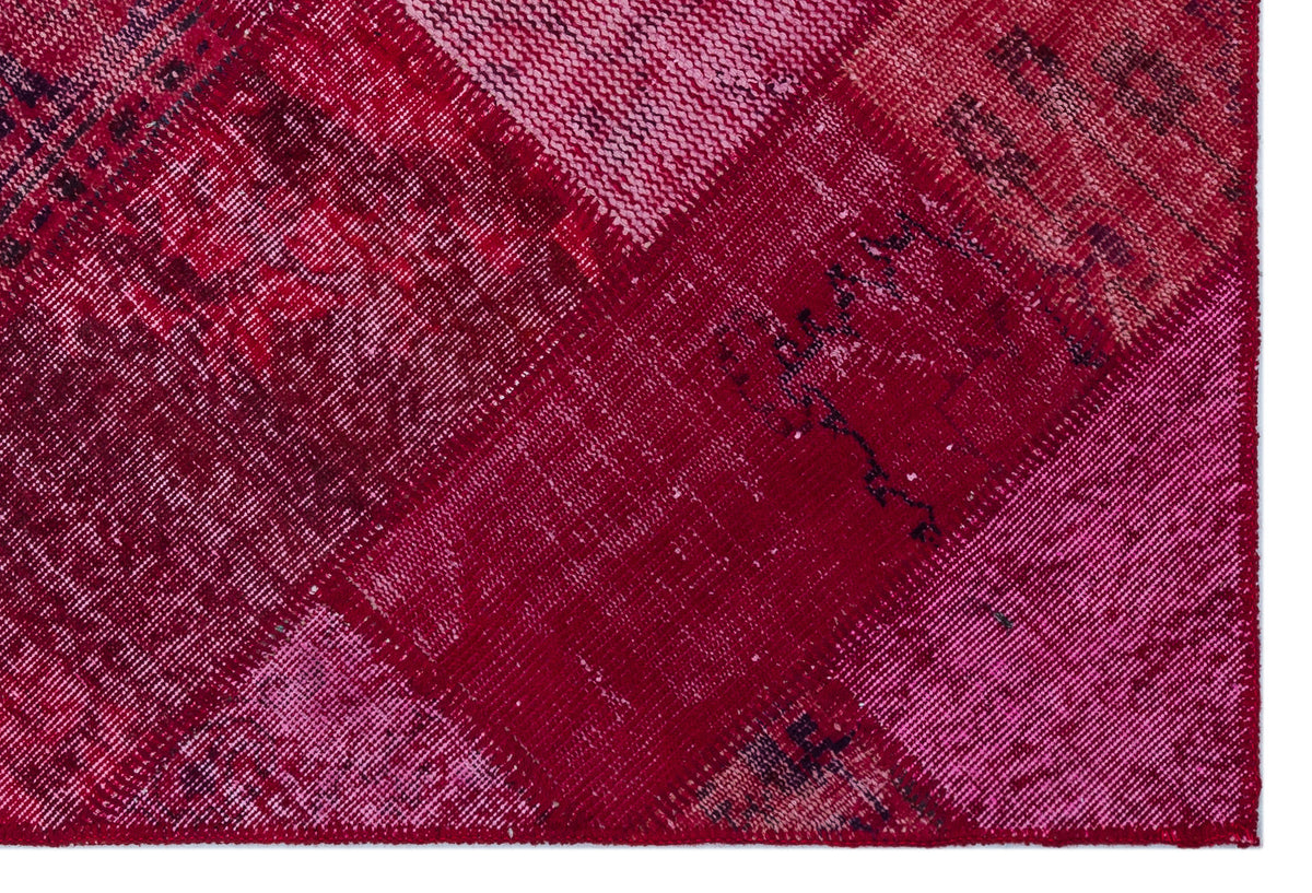 Red Over Dyed Patchwork Unique Rug 3&#39;11&#39;&#39; x 5&#39;11&#39;&#39; ft 120 x 180 cm