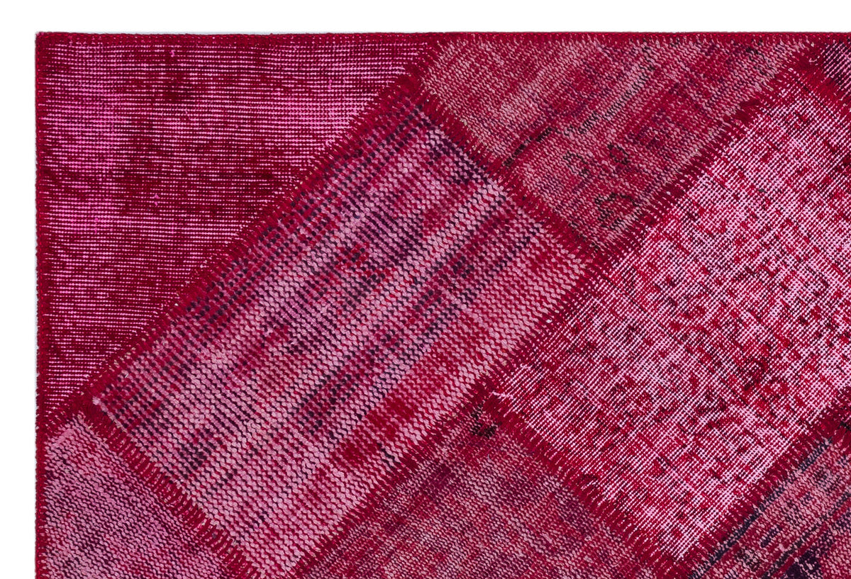 Red Over Dyed Patchwork Unique Rug 3&#39;11&#39;&#39; x 5&#39;11&#39;&#39; ft 120 x 180 cm
