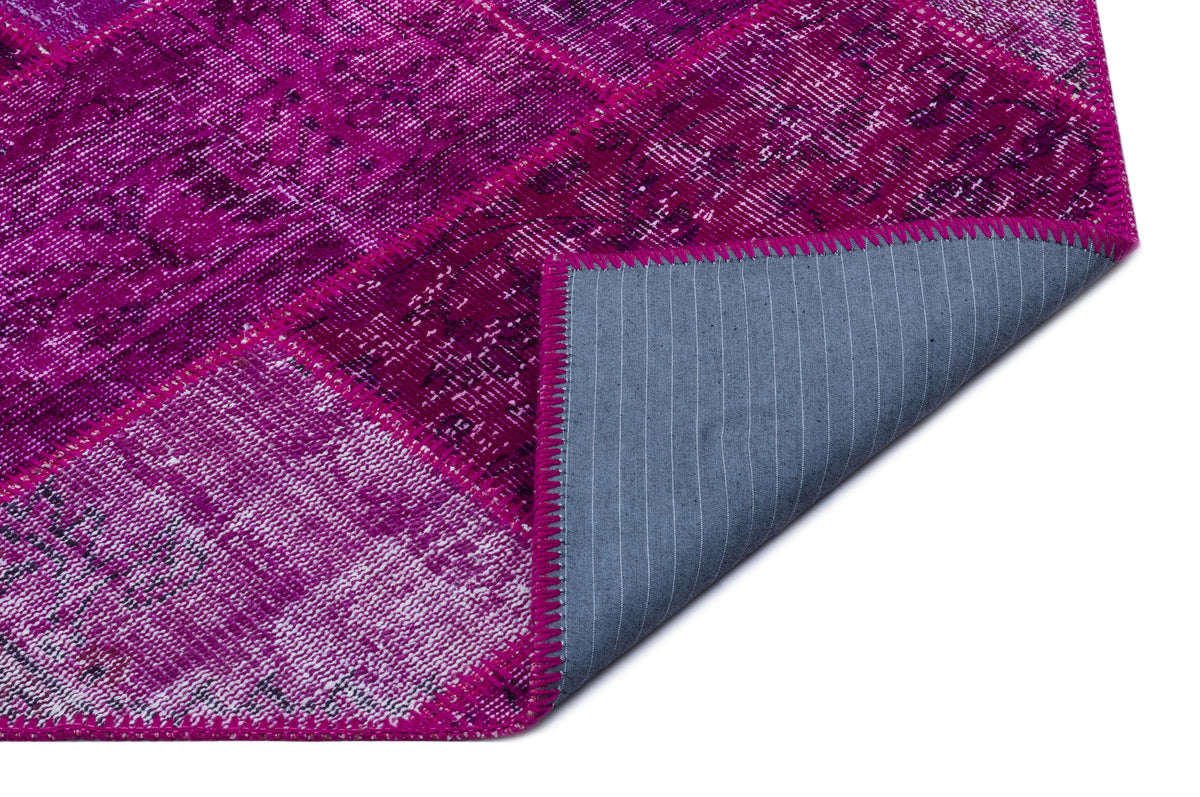 Fuchsia Over Dyed Patchwork Unique Rug 3&#39;11&#39;&#39; x 5&#39;11&#39;&#39; ft 120 x 180 cm