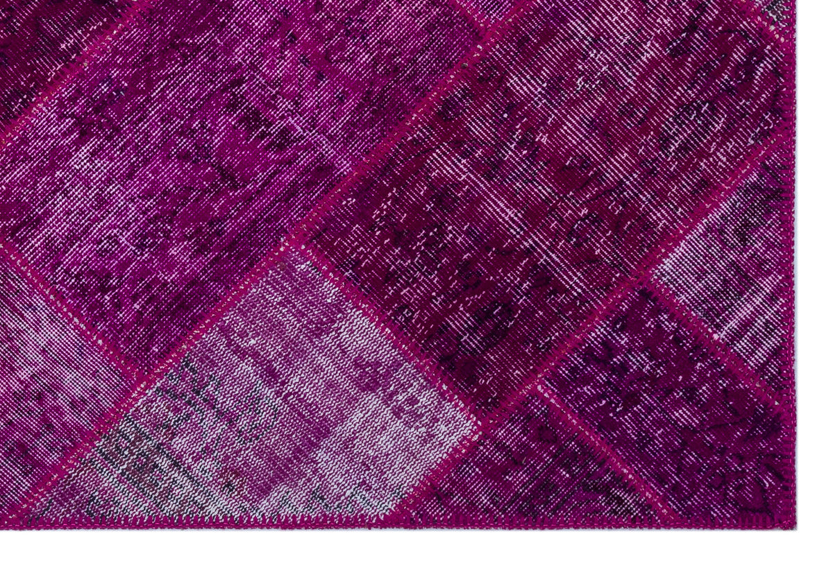 Fuchsia Over Dyed Patchwork Unique Rug 3&#39;11&#39;&#39; x 5&#39;11&#39;&#39; ft 120 x 180 cm