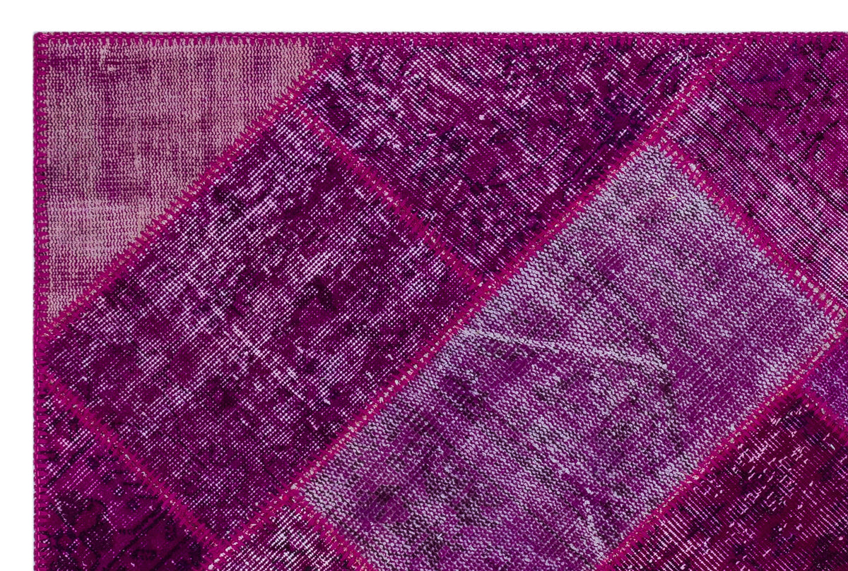 Fuchsia Over Dyed Patchwork Unique Rug 3&#39;11&#39;&#39; x 5&#39;11&#39;&#39; ft 120 x 180 cm