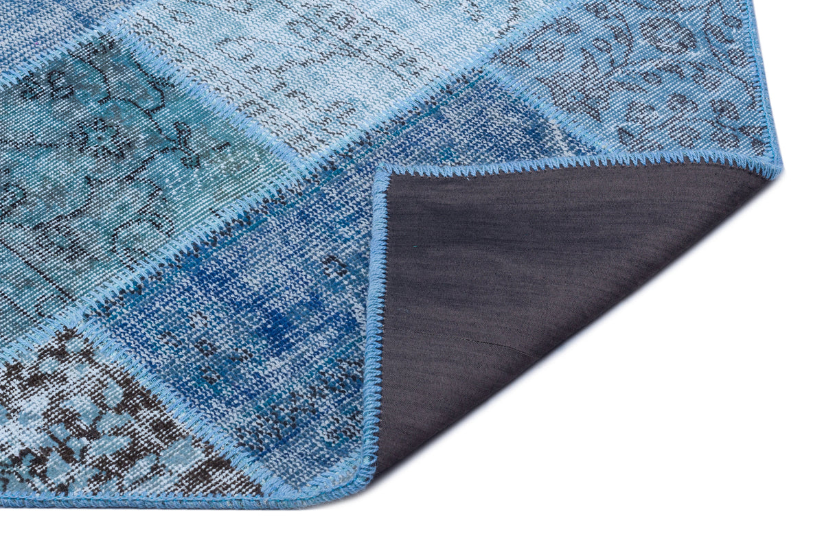 Blue Over Dyed Patchwork Unique Rug 3&#39;11&#39;&#39; x 5&#39;11&#39;&#39; ft 120 x 180 cm