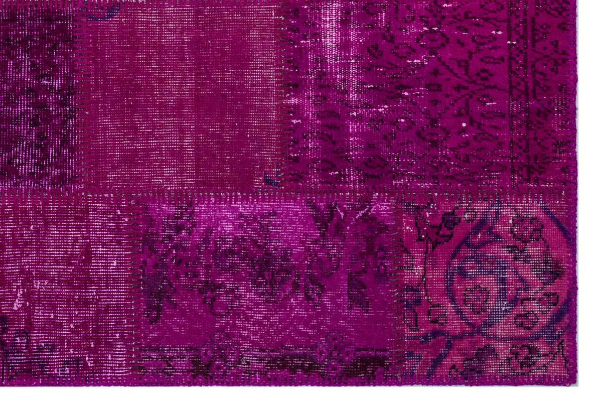 Fuchsia Over Dyed Patchwork Unique Rug 3&#39;11&#39;&#39; x 5&#39;11&#39;&#39; ft 120 x 180 cm