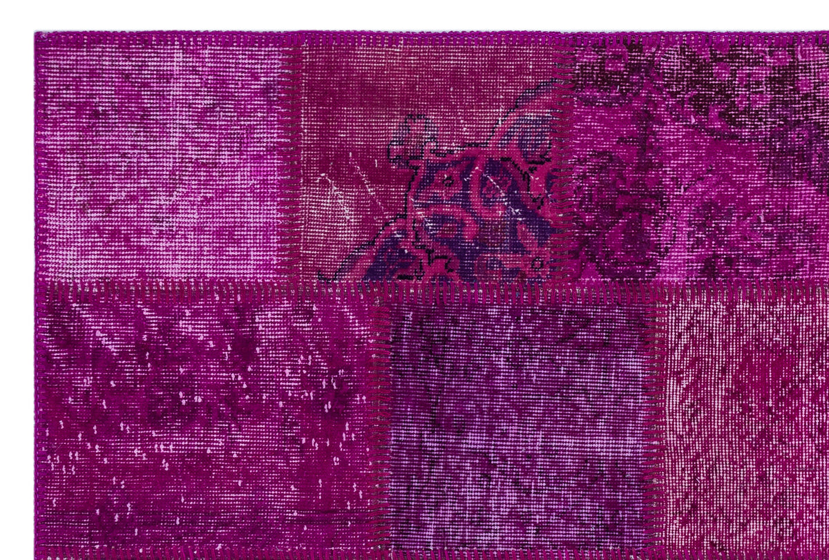 Fuchsia Over Dyed Patchwork Unique Rug 3&#39;11&#39;&#39; x 5&#39;11&#39;&#39; ft 120 x 180 cm
