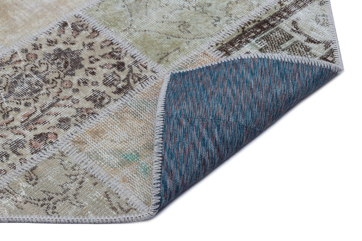 Beige Over Dyed Patchwork Unique Rug 3&#39;11&#39;&#39; x 5&#39;11&#39;&#39; ft 120 x 180 cm