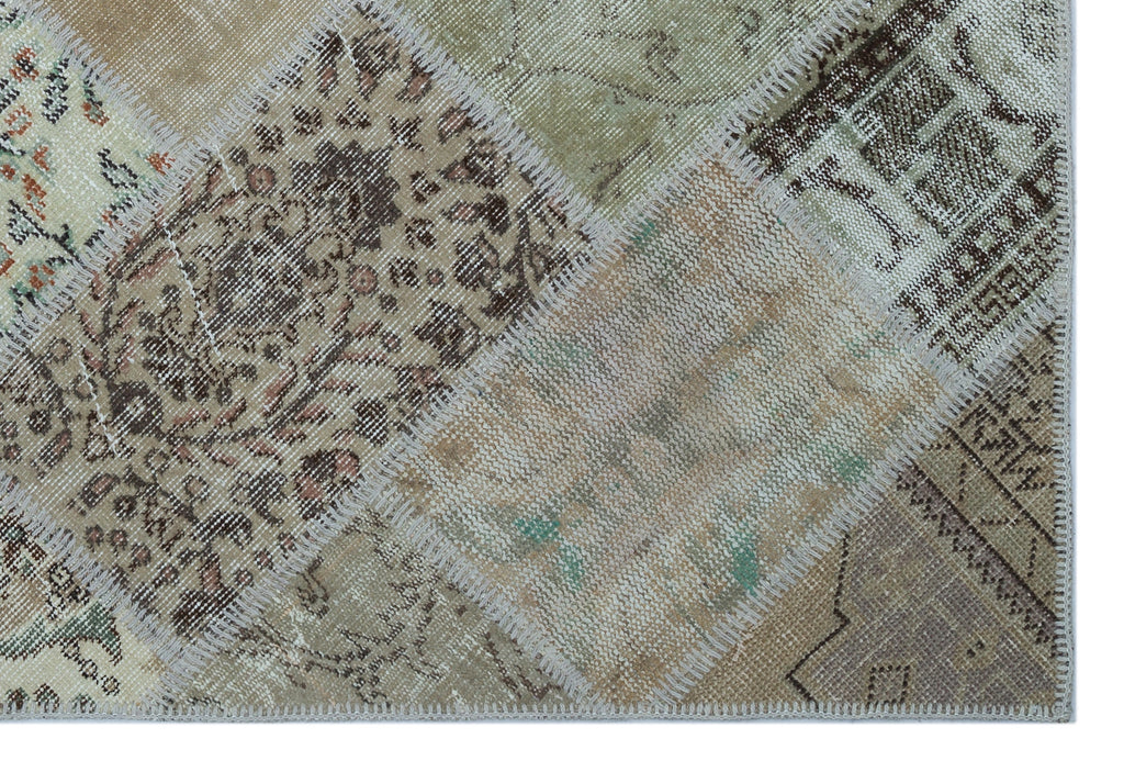 Beige Over Dyed Patchwork Unique Rug 3'11'' x 5'11'' ft 120 x 180 cm