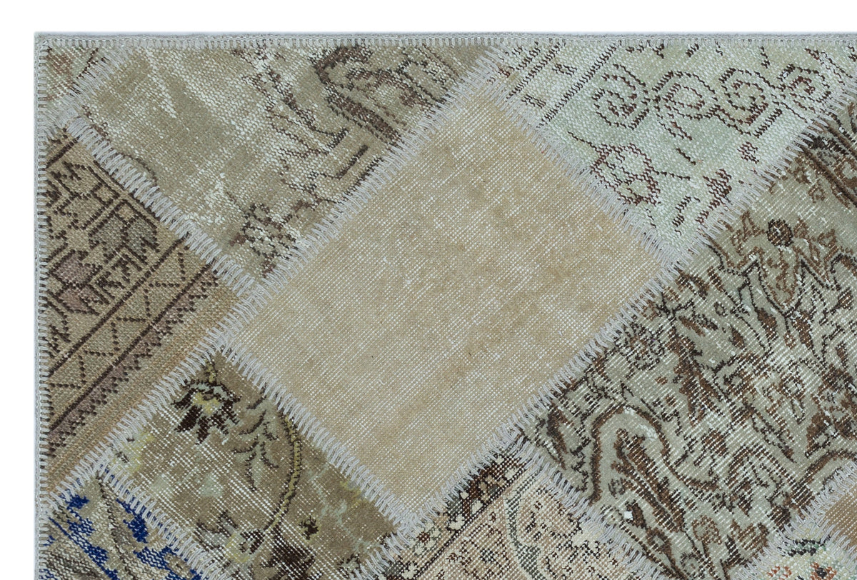 Beige Over Dyed Patchwork Unique Rug 3&#39;11&#39;&#39; x 5&#39;11&#39;&#39; ft 120 x 180 cm