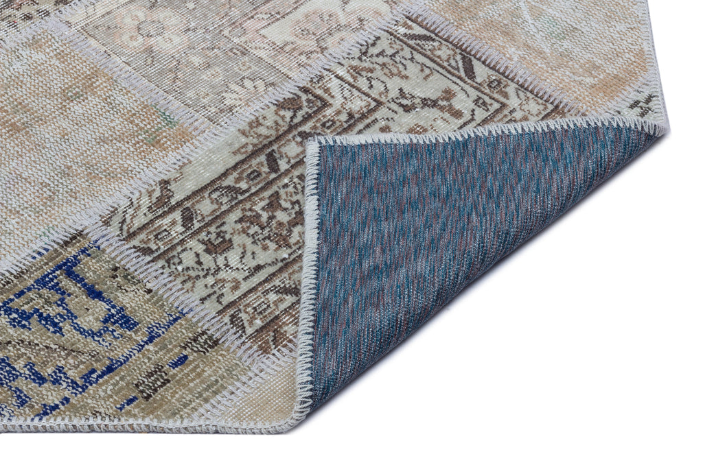 Beige Over Dyed Patchwork Unique Rug 3'11'' x 5'11'' ft 120 x 180 cm