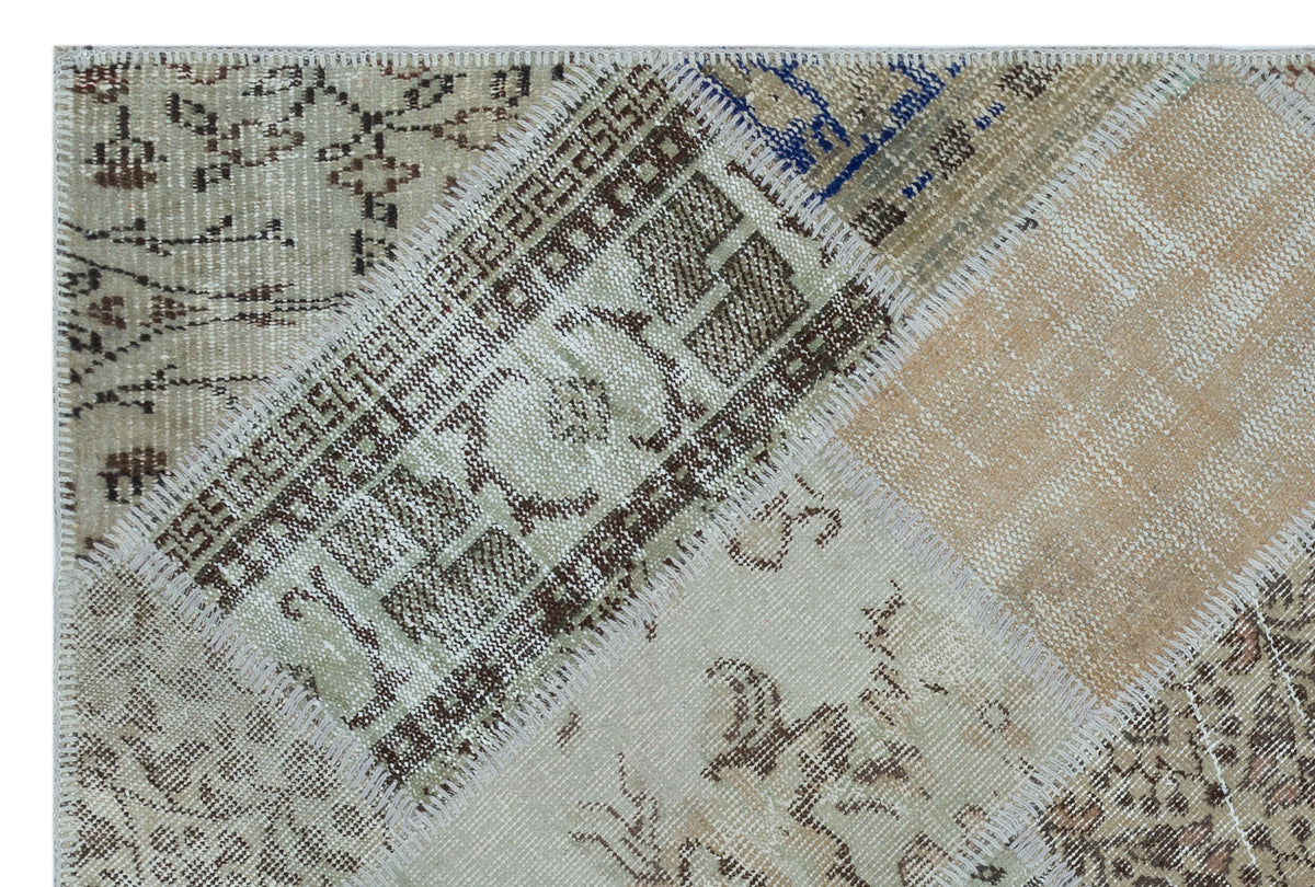 Beige Over Dyed Patchwork Unique Rug 3&#39;11&#39;&#39; x 5&#39;11&#39;&#39; ft 120 x 180 cm