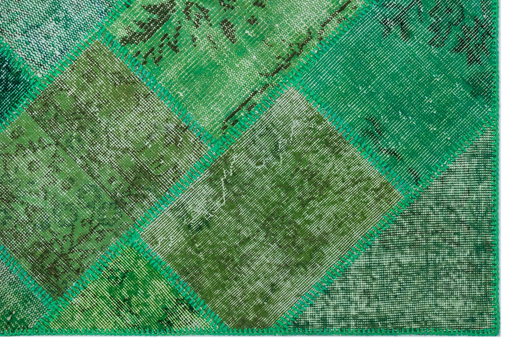 Green Over Dyed Patchwork Unique Rug 3'11'' x 5'11'' ft 120 x 180 cm