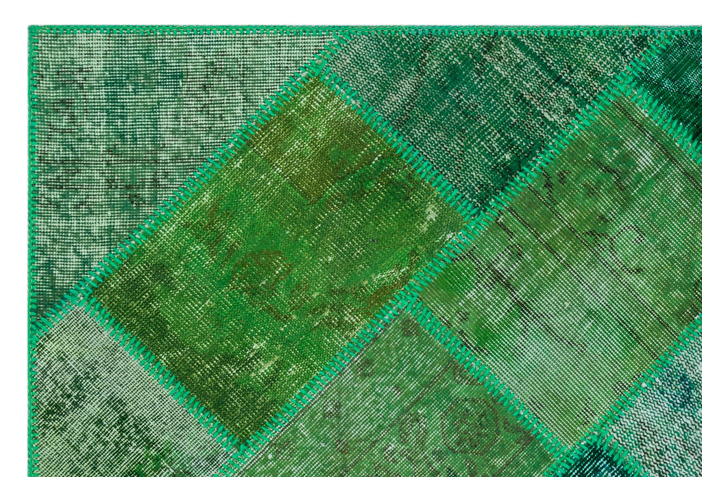 Green Over Dyed Patchwork Unique Rug 3'11'' x 5'11'' ft 120 x 180 cm