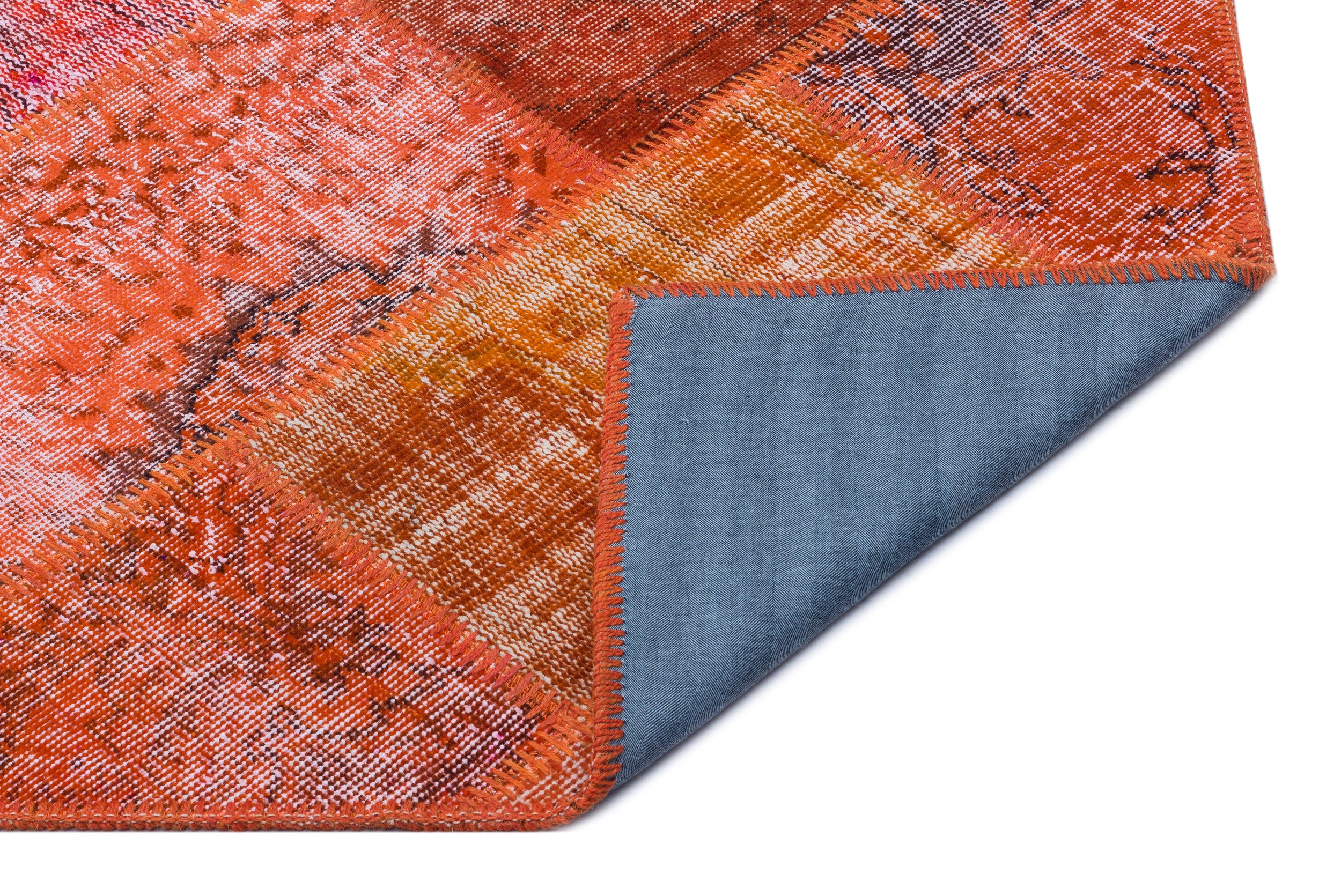 Red Over Dyed Patchwork Unique Rug 3'11'' x 5'11'' ft 120 x 180 cm