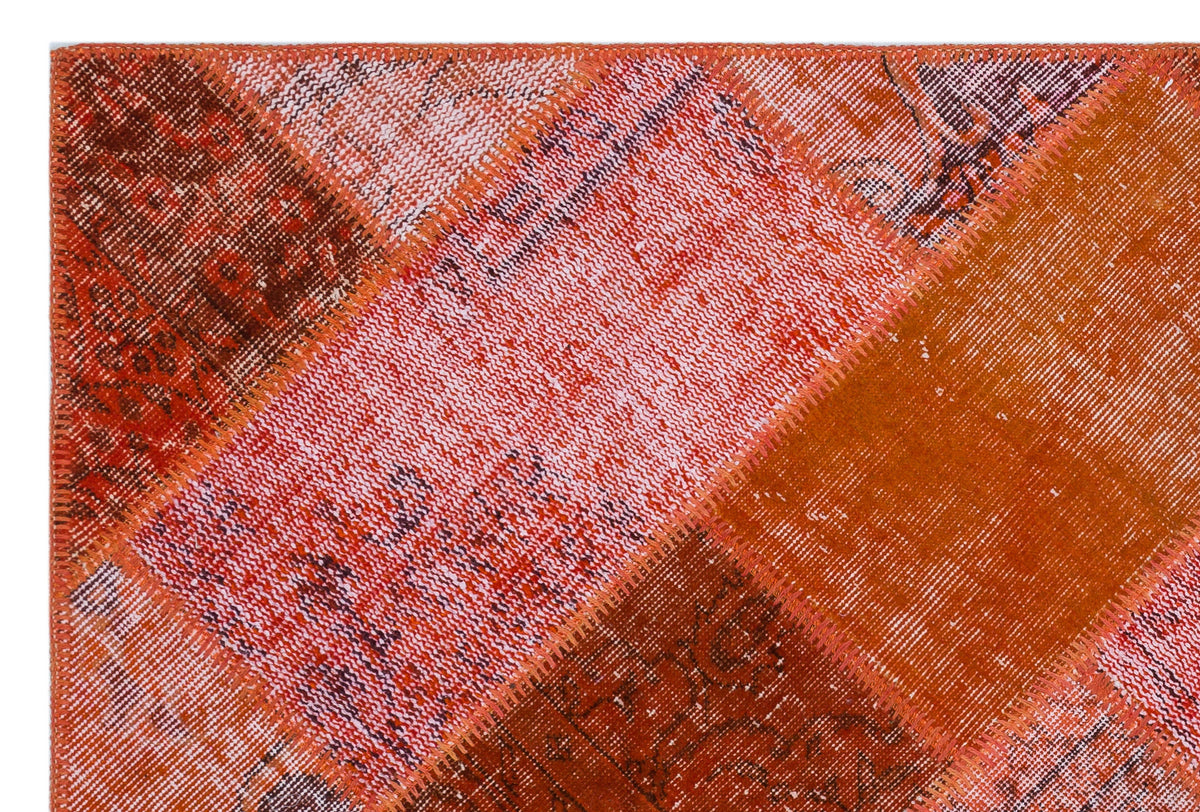 Red Over Dyed Patchwork Unique Rug 3&#39;11&#39;&#39; x 5&#39;11&#39;&#39; ft 120 x 180 cm