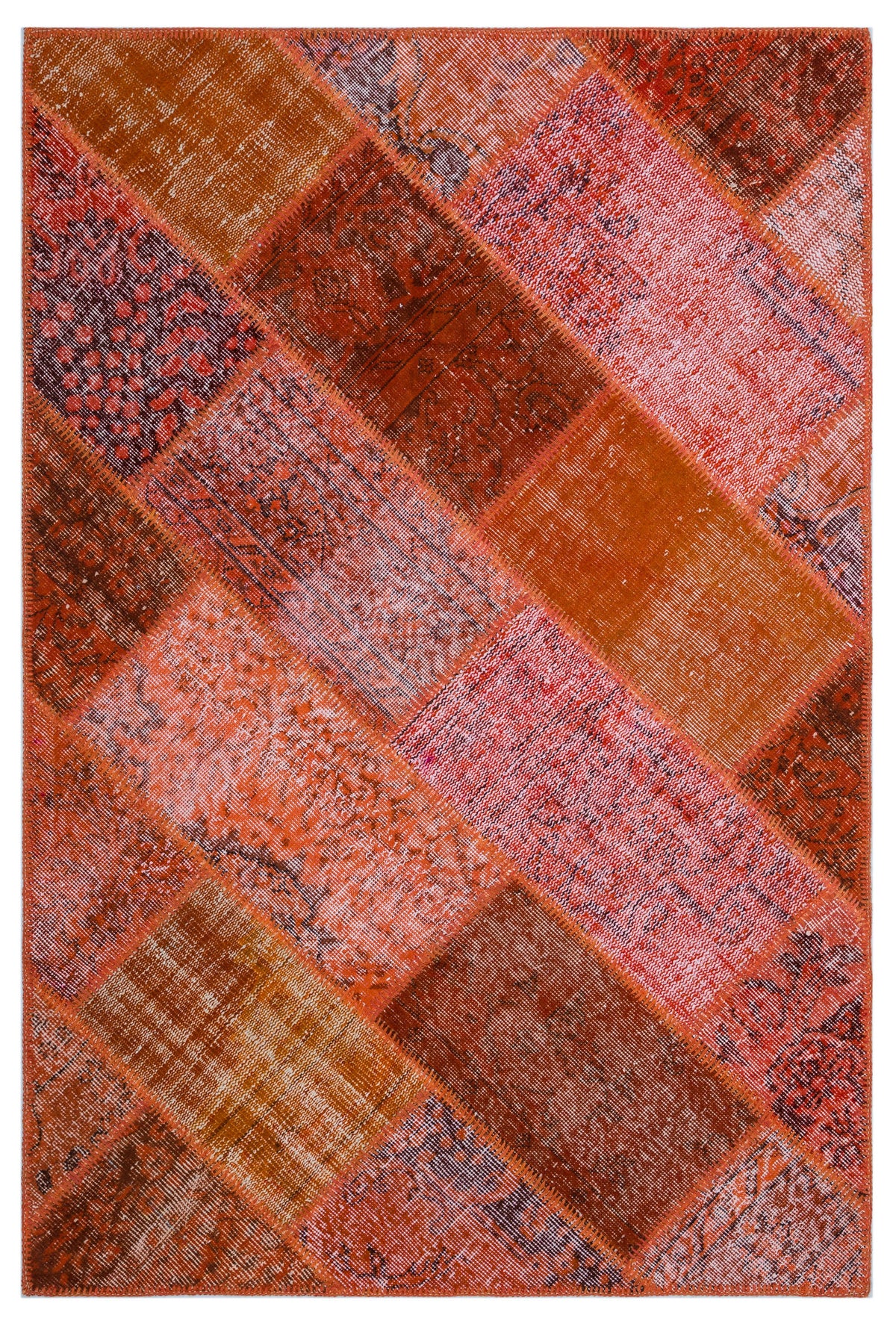 Red Over Dyed Patchwork Unique Rug 3&#39;11&#39;&#39; x 5&#39;11&#39;&#39; ft 120 x 180 cm